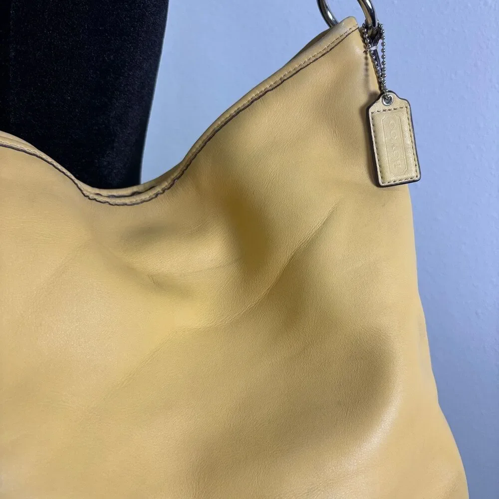 Vtg Coach Yellow Leather Hobo Shoulder Bag F13094 Y2K Slouchy